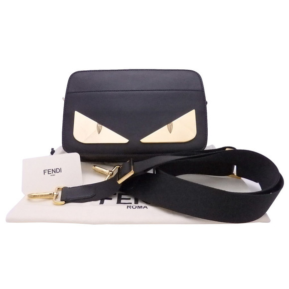 Fendi Black Lambskin Little Monster Crossbody Bag